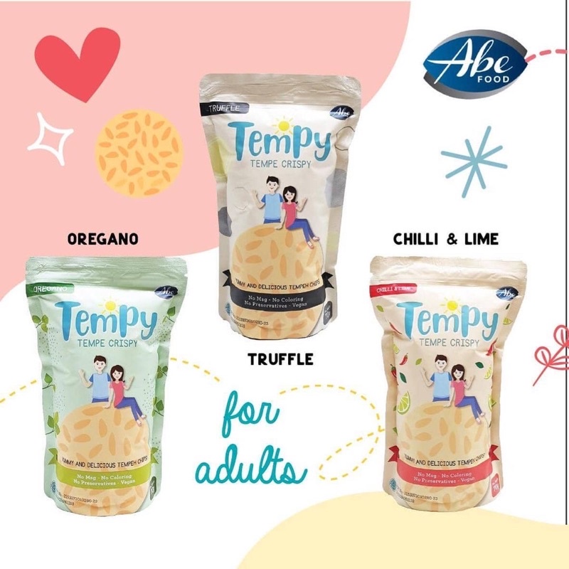 ABE FOOD Tempy 70g - Tempe Crispy - Snack Sehat - Cemilan Anak NO MSG - Keripik Tempe - Makanan Ringan