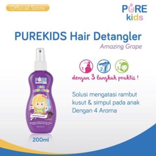 Pure Kids Hair Detangler 200ml - Pure Kids Anti Rambut Kusut Anak