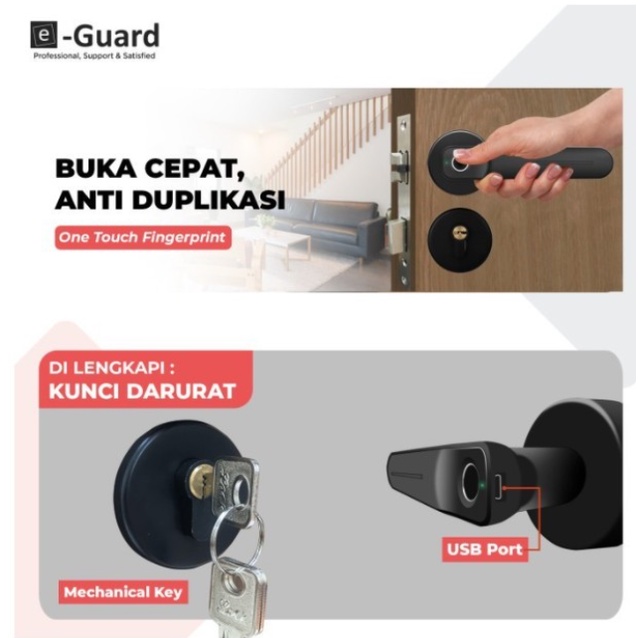 e-Guard Kunci Pintu Fingerprint Digital Smart Door Lock LG1665 Kost