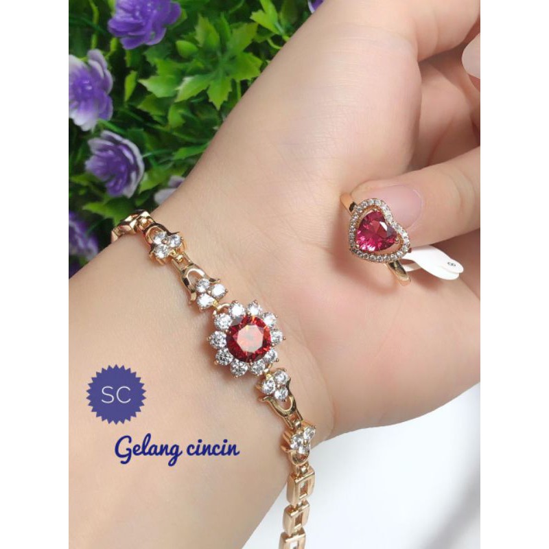 [XUPING] GELANG CINCIN SET XUPING MATA MERAH MATA UNGU BERKILAU MEWAH 301020