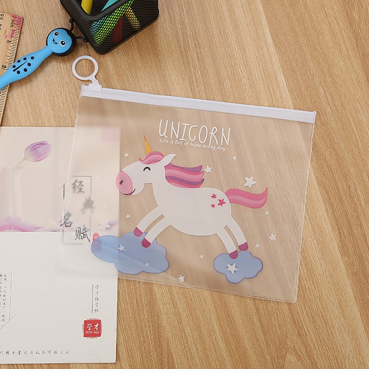 KOTAK PENSIL TRANSPARAN MOTIF UNICORN LUCU UNIK / KOTAK PULPEN / TEMPAT ALAT TULIS FS PP104-5