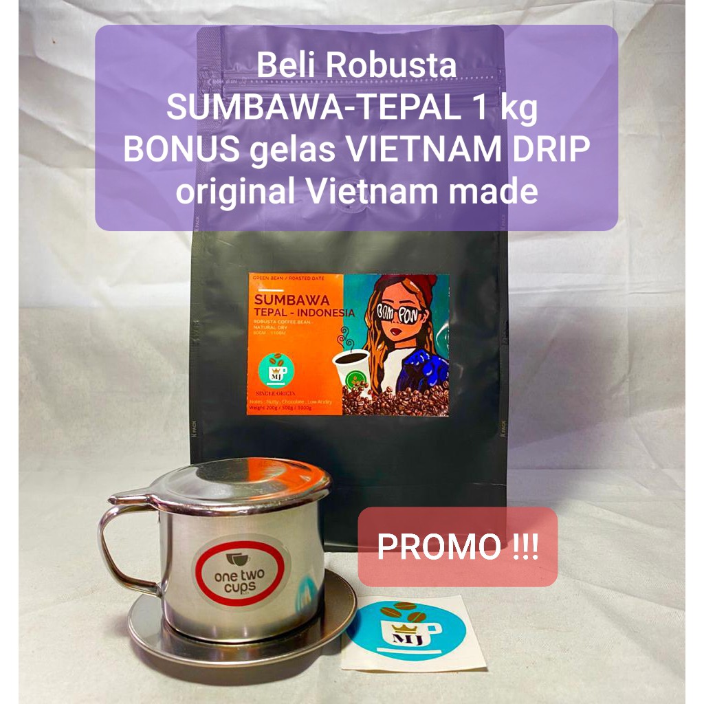 

KOPI ROBUSTA SUMBAWA TEPAL 1 kg BUBUK - BONUS GELAS VIETNAM DRIP