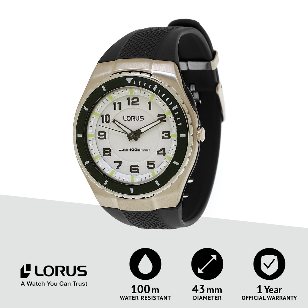 Jam Tangan Lorus Analog Unisex R2333LX9 Black Original