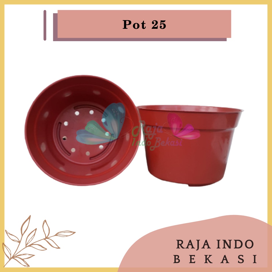 PROMO Pot Bunga Hitam Putih Merah Bata 25 cm (MODEL BASIC) Termurah se-Indonesia