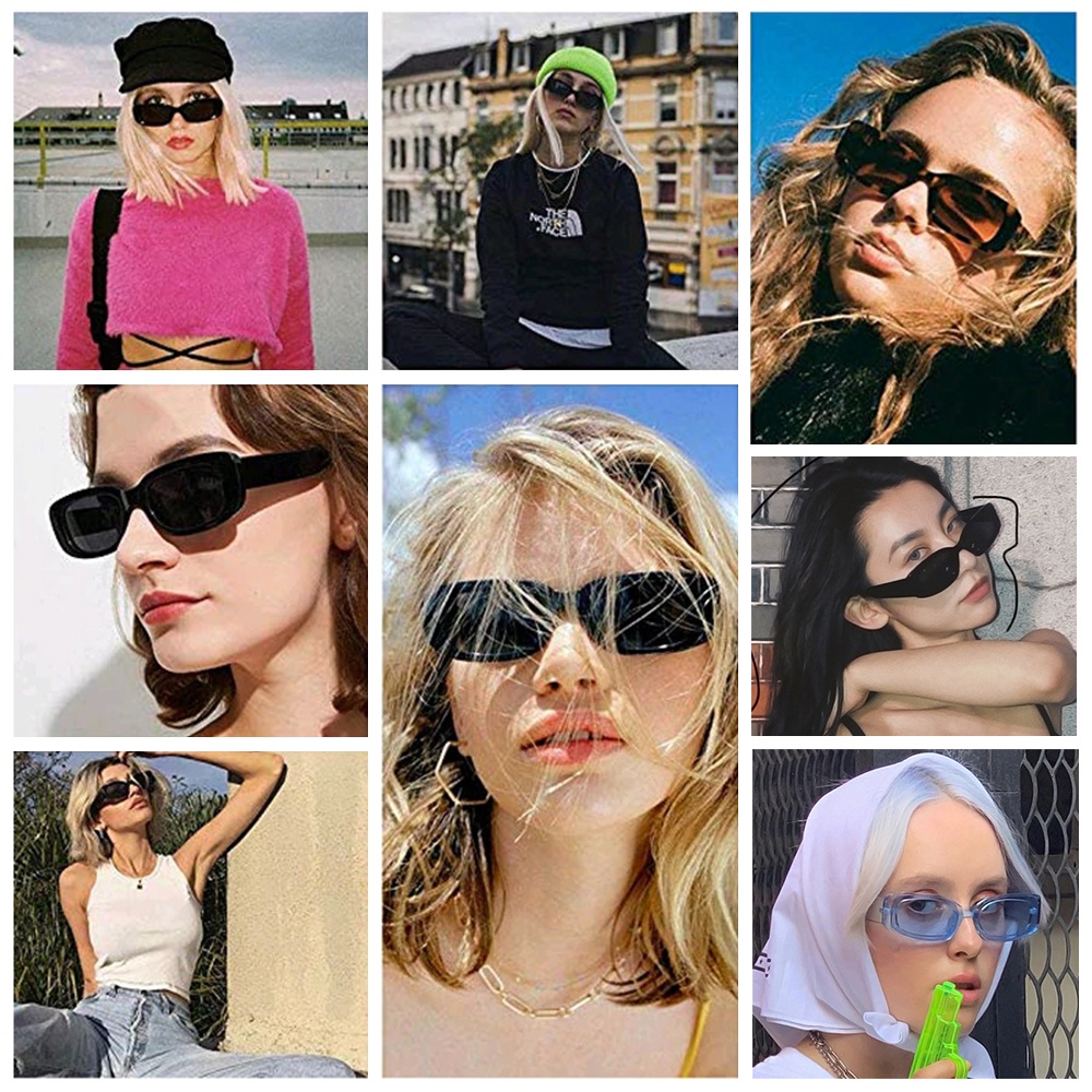 ROW Fashion Sun Glasses Square Frame Eyewear Women Sunglasses Travel UV 400 Protection Small Rectangle Retro Eyeglasses