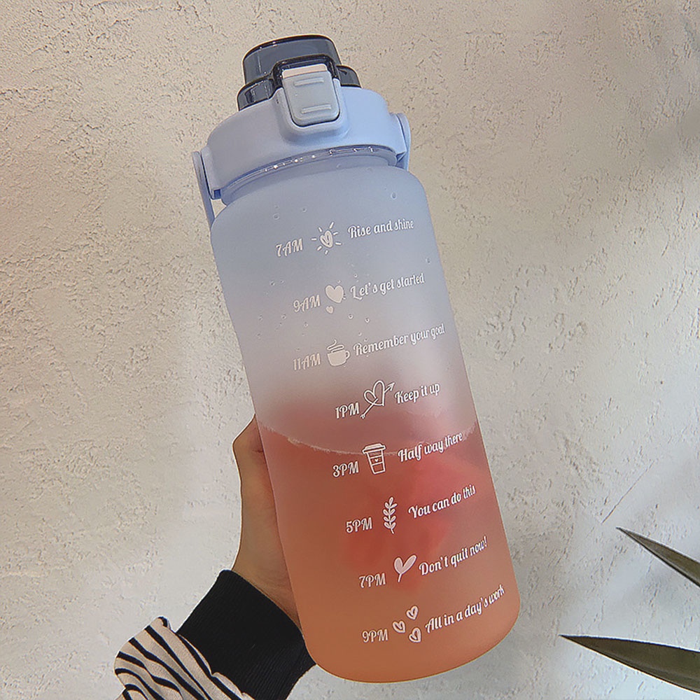 aaoottuuoo5.id Cod   2L Summer Large-capacity Outdoor Sports Drink Water Cup Gradient Color Plastic Bottle with Straw