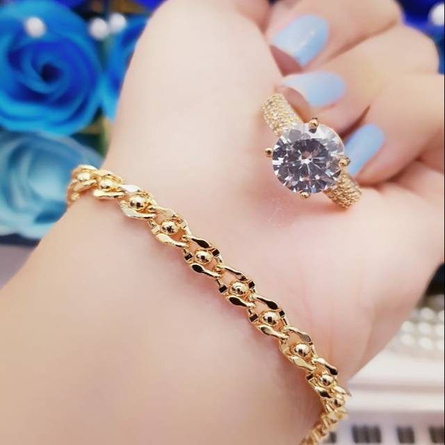 Xuping gelang dan cincin lapis emas 24K 2101