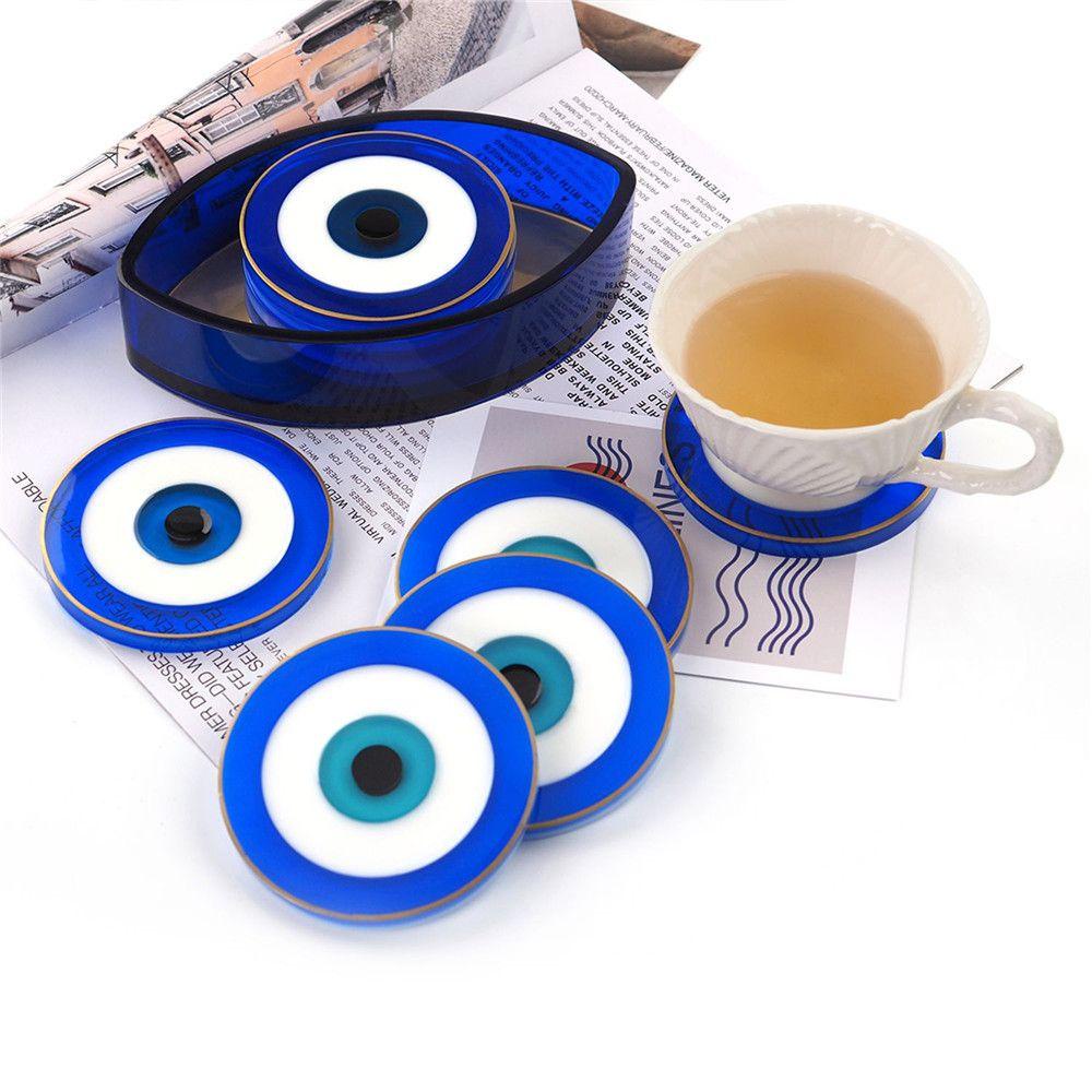 TOP Tray Mould Resin Mata Biru Tatakan Gelas DIY Art Coaster Silicone Mould