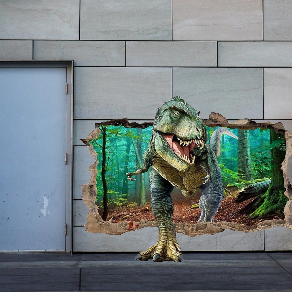 Populer Wall Decals Untuk Anak-Anak Nursery Kamar Tidur Removable Smashed Wall Arts Dinosaurus Dinding Mural