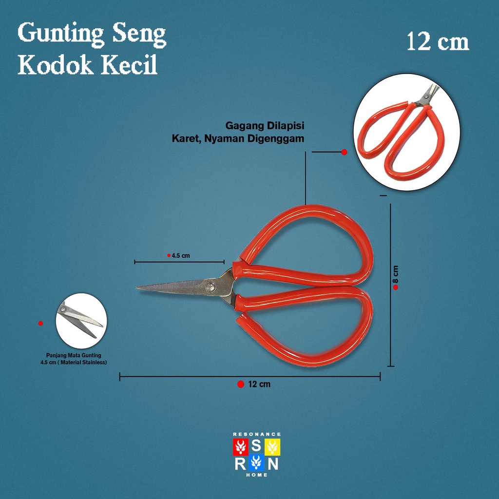 Gunting Seng Kodok Mini 12 cm | Gunting Serbaguna Kecil | Resonance Home