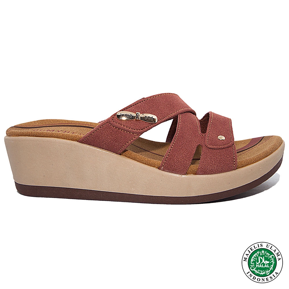  Homyped  Ayana N62 Sandal Wedges Wanita Marun Muda Shopee  