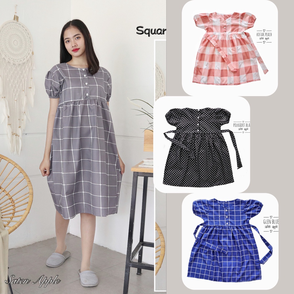 IZANY Midi Dress Anak Lengan Karet / Dress Anak Perempuan COUPLE