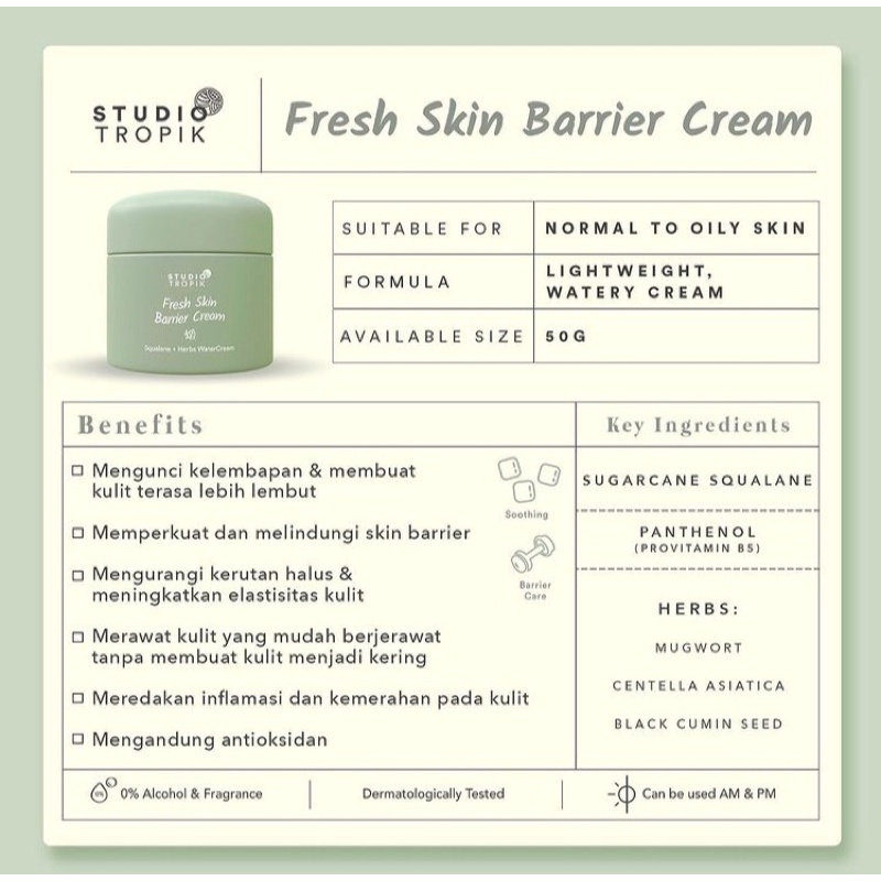 STUDIO TROPIK BARRIER CREAM - fresh skin barrier cream - rich skin barrier cream