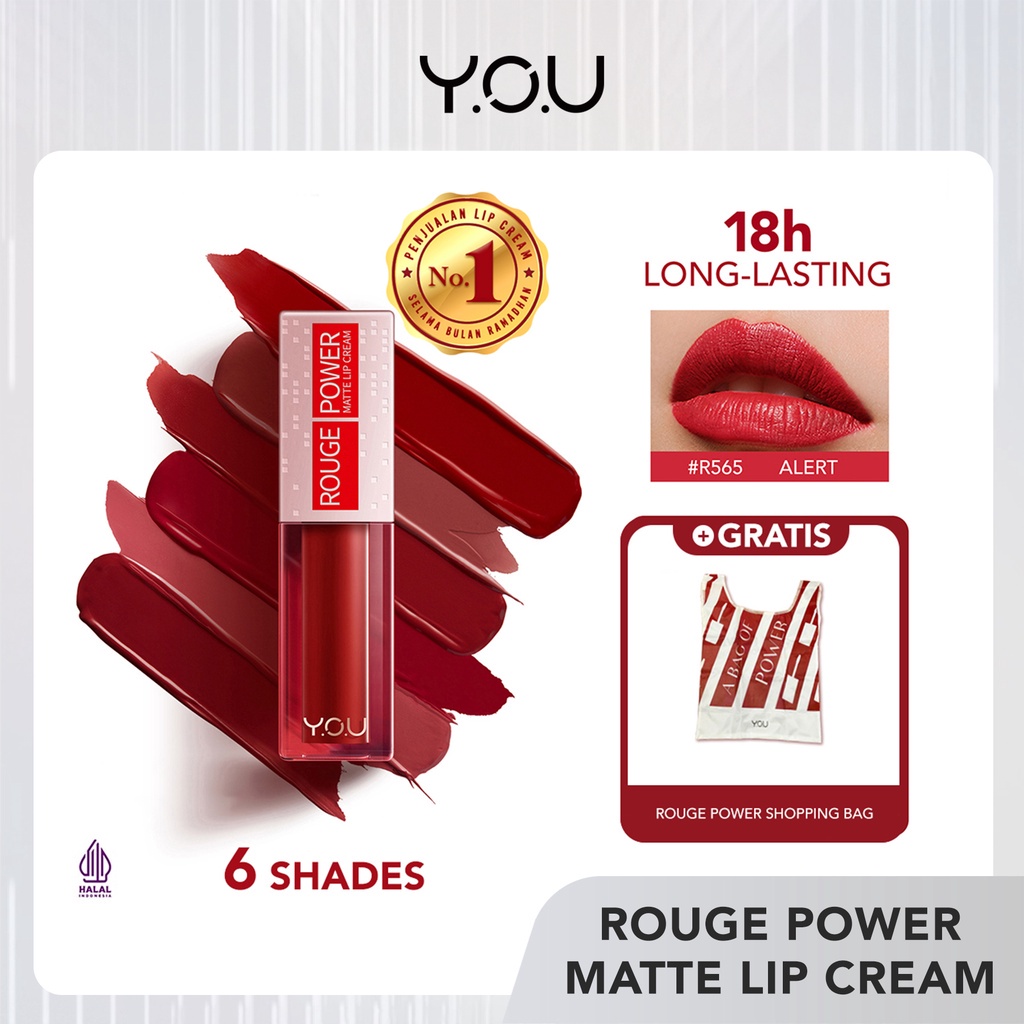 ready YOU Rouge Power Matte Lip Cream | Matte Finish, Tahan Lama, Nourishing, with Manuka Honey