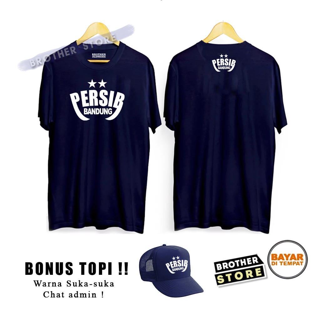 Bonus Topi !! Kaos Distro Pria PERSIB BANDUNG THE STAR White Premium