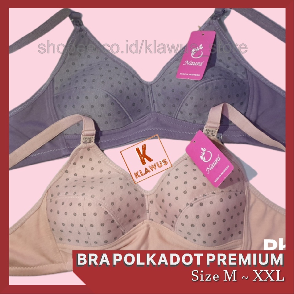 BRA Polkadot Sport Bra Motif Polkadot Tanpa Kawat & Busa BH Wanita Remaja dan Dewasa NAURA BRA PREMI