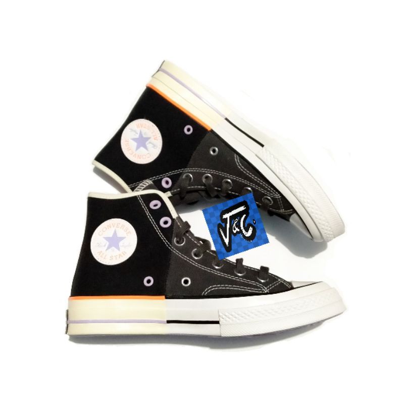 Sepatu Converse Chuck 70 70s Split Color Sunblocked Hi Black Murah