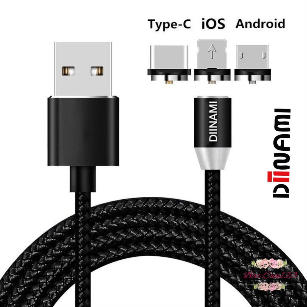 BM017 Kabel cable DIINAMI charger Cashan casan magnet magnetic 3in1 Micro iPhone tipe c fast charging 2.4A BC5844