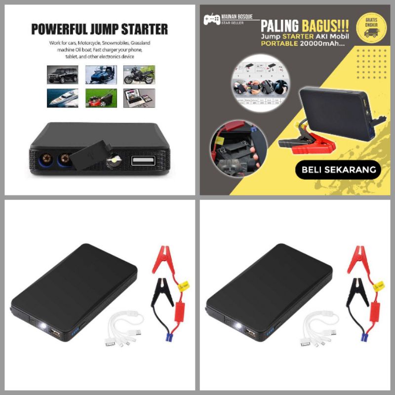 Jump Starter Powerbank Aki Mobil 3 in 1 flash Light