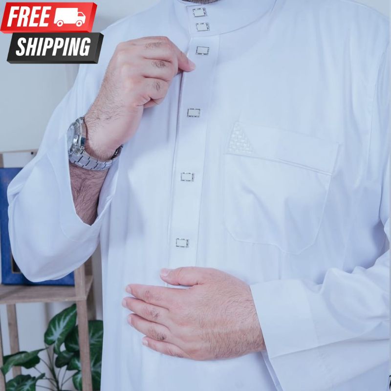 JUBAH HAROMAIN BORDIR PREMIUM PUTIH