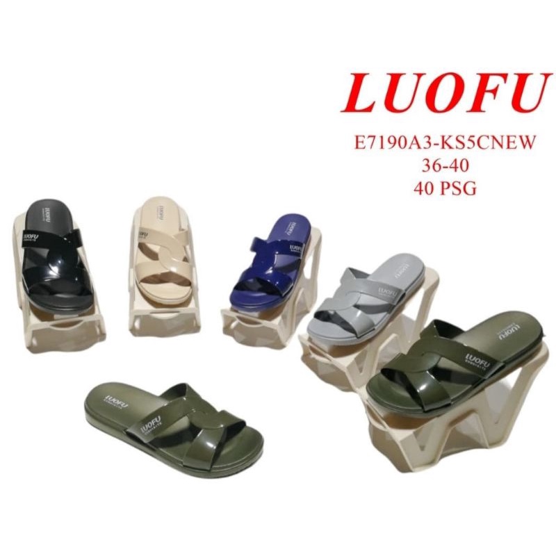 sendal,karet,wanita,loufu,E7190A3-E01STL,Sandal jelly perempuan terbaru luofu nyaman