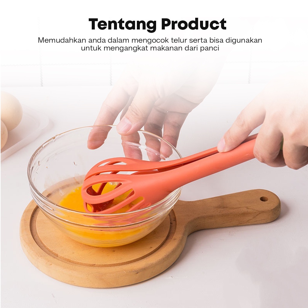 Egg Whisk Pengocok Telur Adonan Kue 3in1 / Spatula Penjepit / Capitan Pencapit Serbaguna