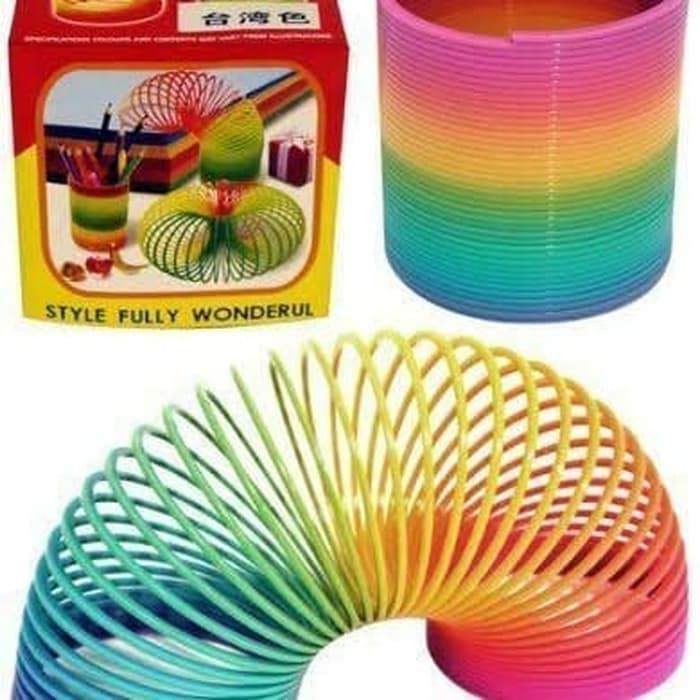 mainan anak slinky rainbow lengkap box mainan anak jadul