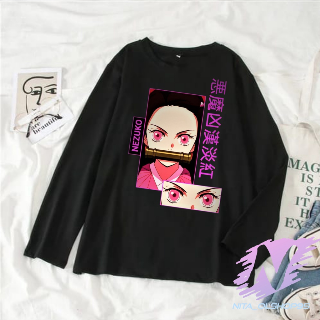 kaos nezuko demon slayer kaos anak lengan panjang nezuko chibi anime