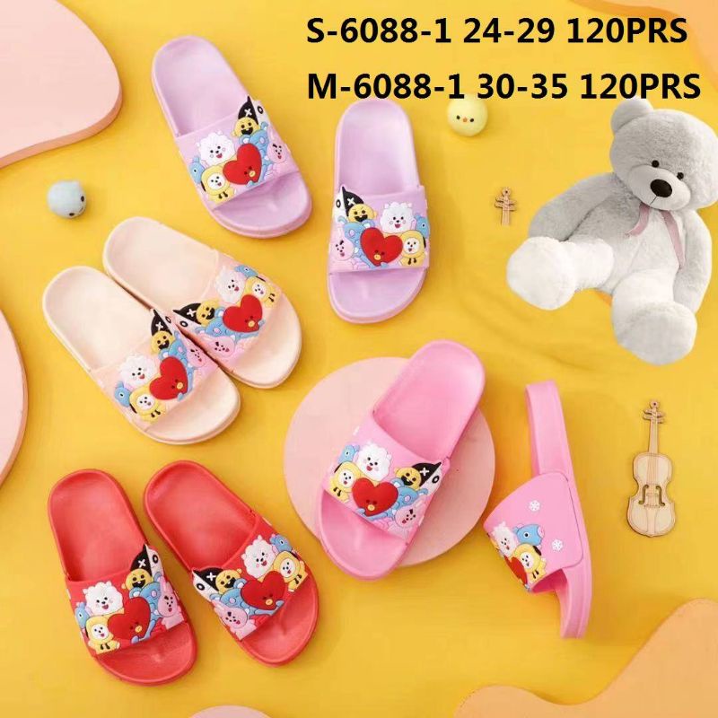Sandal Anak Perempuan BTS/BT21 - Sandal Anak Karet Selop Impor Murah Recomended