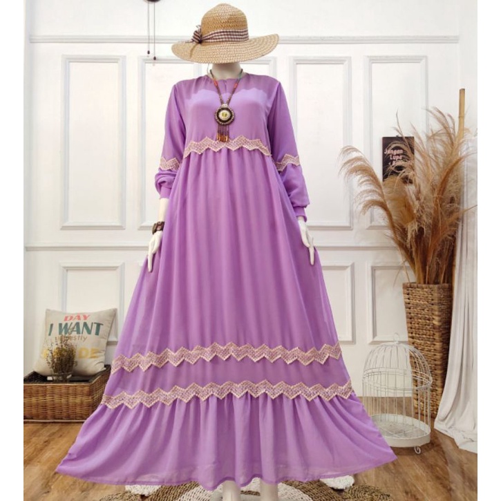 Danik maxy dress list renda bawah