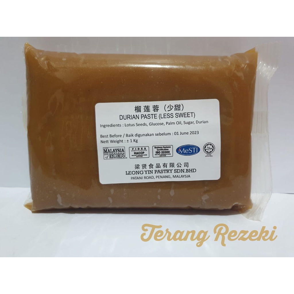 

Isian Kue Bulan Mooncake Pao Filling Durian Lotus Paste Lien Yong Lian Yung Durian 1KG LEONG YIN Less Sugar