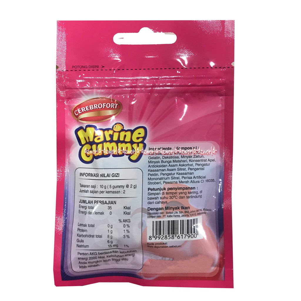 Cerebrofort Marine Gummy Strawberry Orange vitamin anak dengan omega 3 mengandung DHA dan EPA Vitamin Jelly Gum