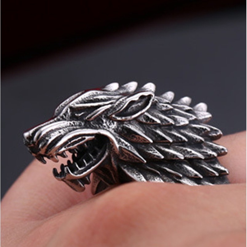 Blast wolf head punk retro cool men's ring