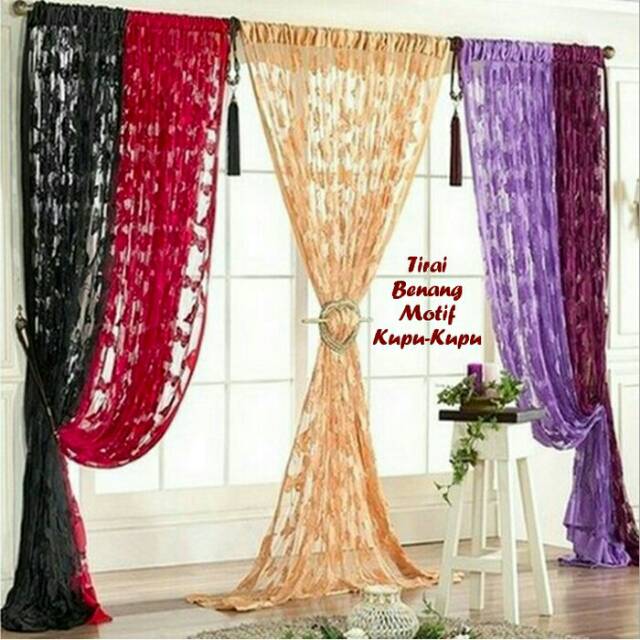 TIRAI BENANG MOTIF KUPU-KUPU TIRAI JENDELA TIRAI JENDELA TIRAI BENANG