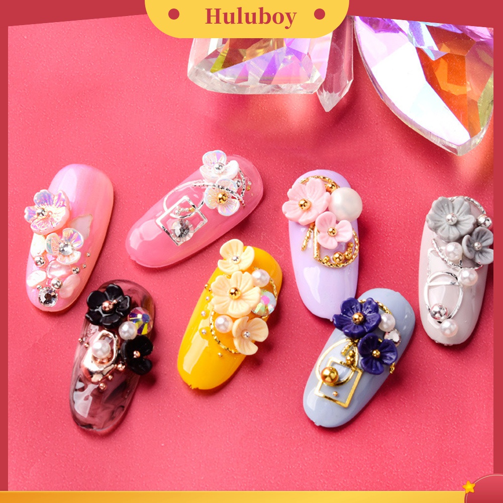 Huluboy Huluboy♡ Hiasan Kuku 3D DIY Bentuk Bunga Dengan Berlian Imitasi Untuk Nail Art