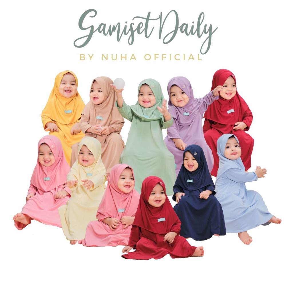 Pakaian Anak Perempuan Cewek Gamis Bayi Baby 0 6 11 12 Bulan 1 2 3 4 Tahun Baju Aqiqah Newborn Balita Muslimah Premium Syar'i Syari Daily Set Setelan Hijab Jilbab Khimar Candy Rose Nuha SG-006
