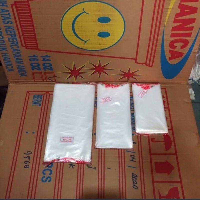plastik pe uk 15x30 (isi 5 pack) kantong plastik es
