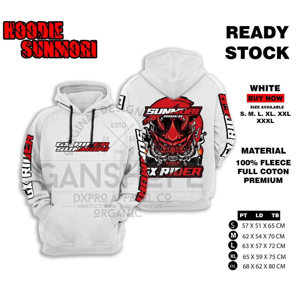 HOODIE SUNMORI GX FIRE DEMON RED RIDER KATUN FLEECE TEBAL ORIGINAL