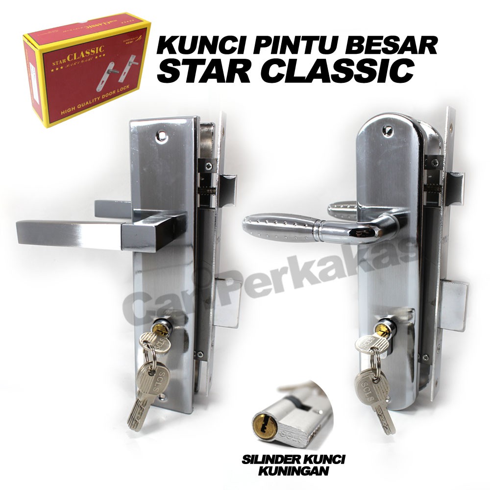 STAR CLASSIC Kunci Pintu Besar - Gagang Pintu - Kunci Pintu Kamar - Kunci Pintu WC - Kunci Kamar