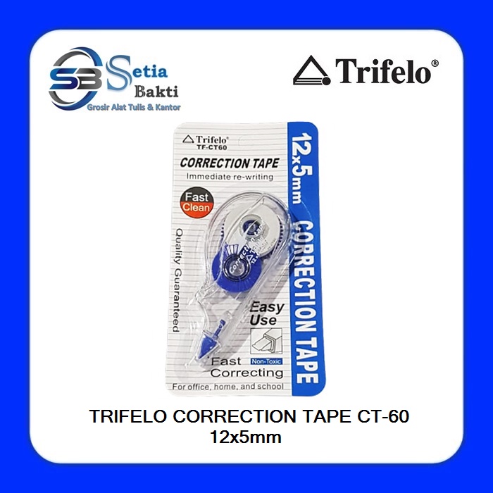 

TRIFELO Correction Tape CT 60 - Pita Koreksi 5 mm x 12 meter - 1 Pcs