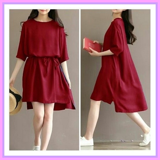Tiara Dress - Baju Kondangan Remaja - Dress Kondangan - Dress Bridesmaids [Lea Red Ro] Blouse Wanita