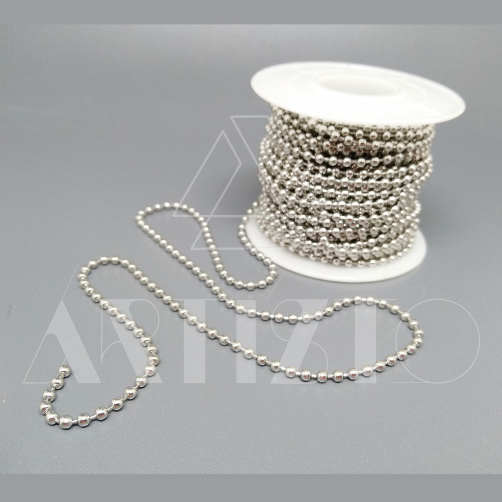 Stainless Steel Beaded Ball Chain 2.5mm wide | Rantai Bola Besi Kecil per 10cm | Chain Pull Tool