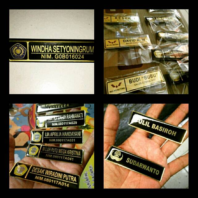 

Nametag / papan nama logam kilap