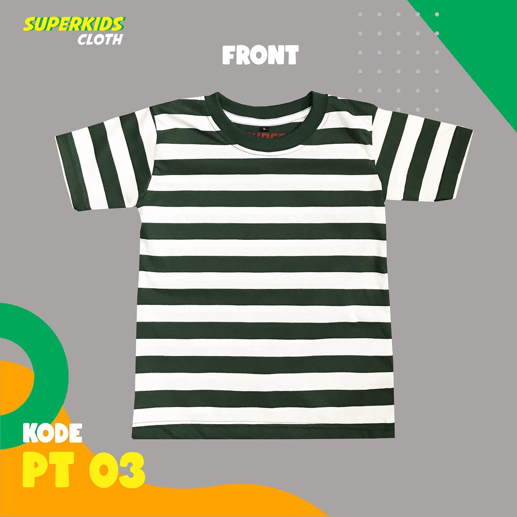 KAOS ANAK STRIPE SALUR HIJAU BOTOL TERMURAH ECER GROSIR SUPERKIDS CLOTH 1 - 11 TAHUN