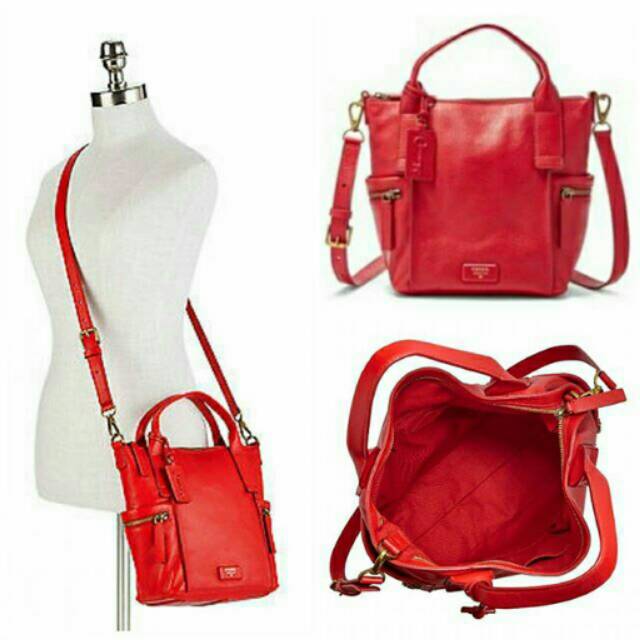 Tas Fossil Emerson Satchel Red merah size M medium