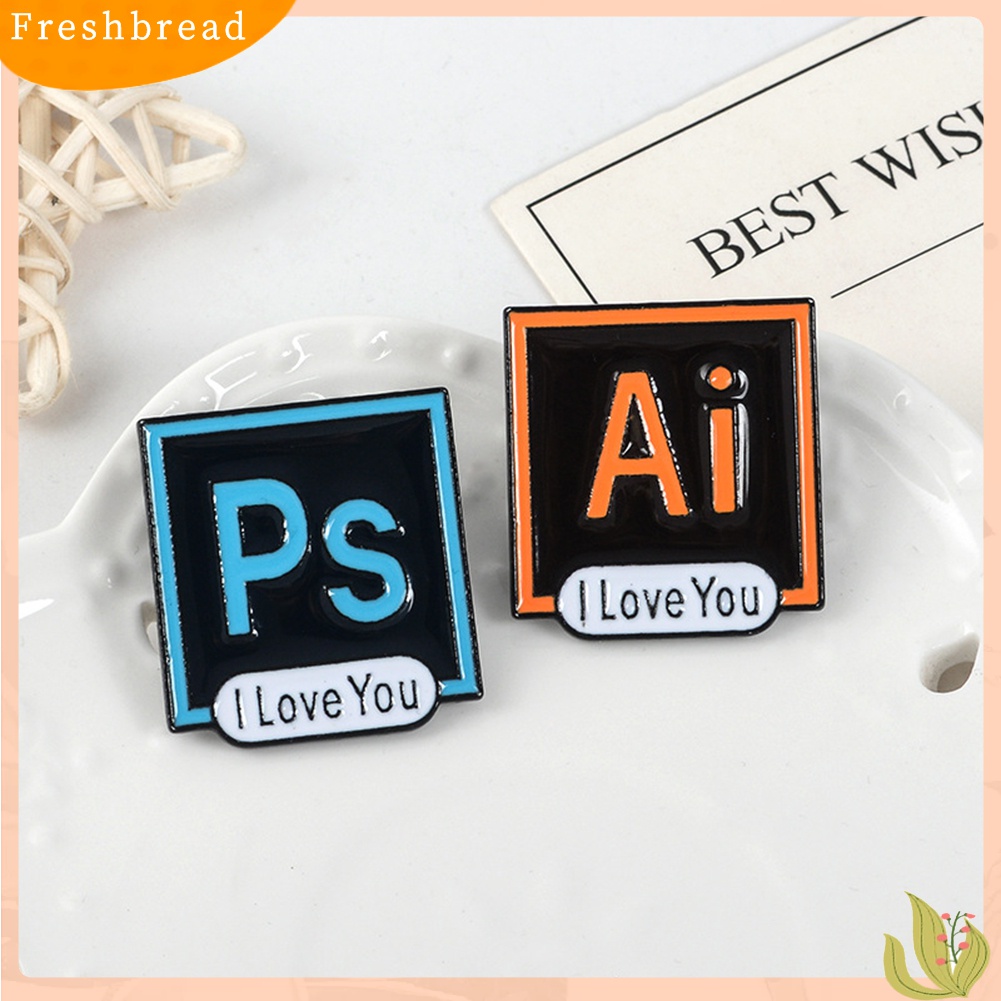 [ TERLARIS]PS AI PR AU Photoshop Illustrator Brooch Pin I Love You Shirt Lapel Enamel Badge