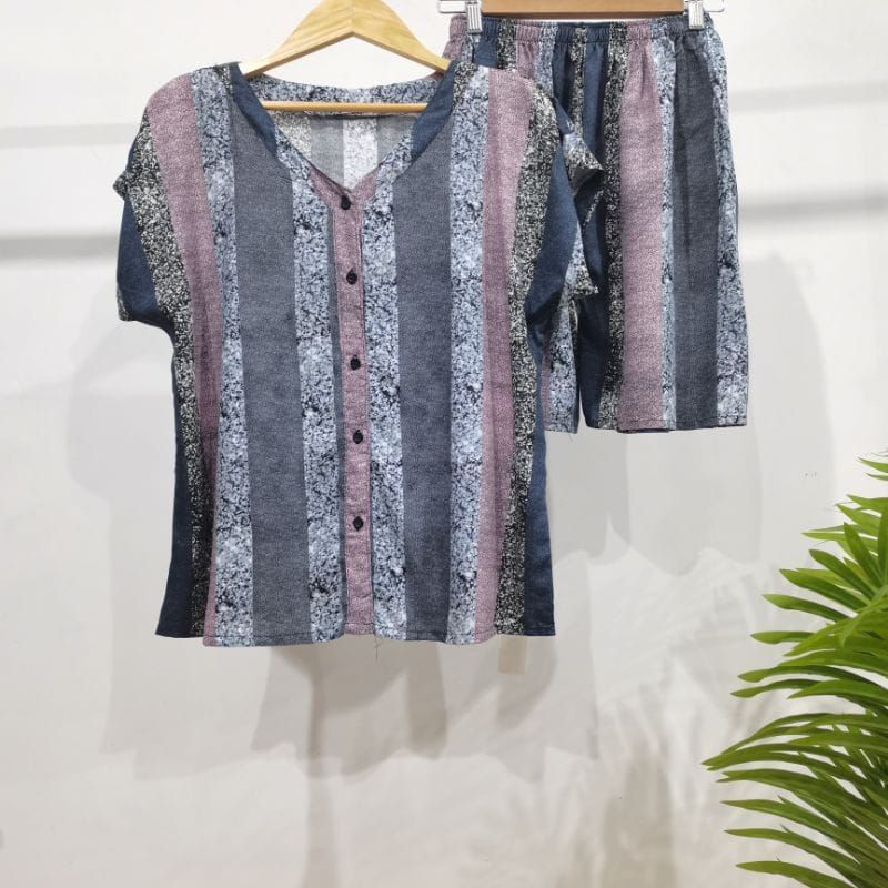 PIYAMA PENDEK RAYON | PIYAMA KANCING | BAJU RUMAHAN MURAH-TB 4