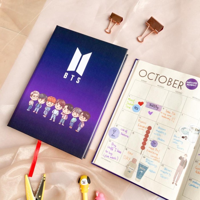 

[RESTOCK] Buku Notebook Journal Agenda, Polos dan dotted BTS Chibi All - A5 Hard Agenda