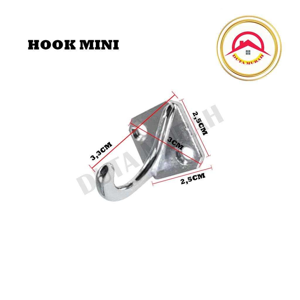 Gantungan Tempel Hook Double Besi / Hook Besar / Hook Mini / Chrome. Kwalitas Terbaik Free Skrup