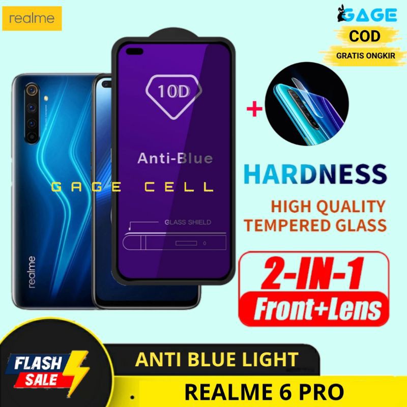 2in1 TEMPERED GLASS ANTI BLUE LIGHT RADIASI REALME 6 PRO TG ANTIGORES REALMI 6PRO SCREEN PROTECTOR